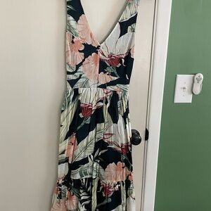Ann Taylor Black and Pink Floral Midi Dress
